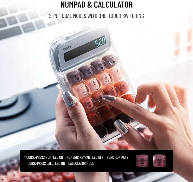 Alt view image 5 of 7 - Lipstick-Style 3-Mode Wireless Mechanical Numpad - Bluetooth 5.2/2.4G Wireless/USB-C Wired, Adjustable White Backlit, Hot-Swappable Gateron Switches, Compatible with Mac/Windows/iOS/Android