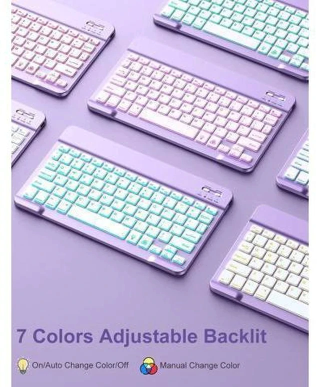 Alt view image 4 of 7 - iPad 9th Generation Case with Keyboard 10.2 Inch - Backlit Wireless Detachable Folio Cover with Pencil Holder for iPad 8th Gen / 7th Gen/iPad Pro 10.5" / iPad Air 3rd Gen (Purple)