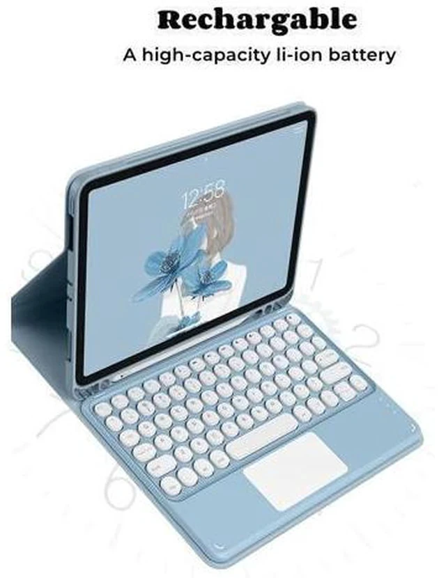 Alt view image 4 of 5 - AnMengXinLing Keyboard Case for iPad Pro 11 2022/2021/2020-Touchpad Detachable Keyboard with Pencil Holder Folio Smart Cover with Keyboard for iPad Pro 11inch 4th/3rd/2nd Gen,Teal