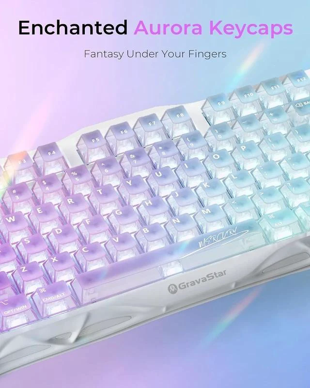 Alt view image 6 of 7 - Mercury K1 Lite Keyboard Crystal Aurora & M2 Mouse Opaline White