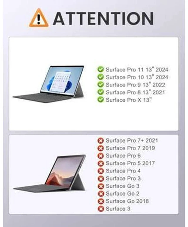 Alt view image 2 of 5 - MoKo Keyboard for Surface Pro 11/10/9/8/X, 7 Color Backlight Keyboard for Surface Pro 11 2024, Wireless Surface Pro 11/Pro 10/Pro 9 Keyboard with Trackpad/Pen Holder, Blackgray