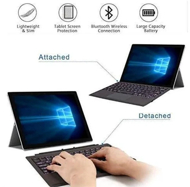 Alt view image 4 of 5 - Bluetooth Keyboard for Microsoft Surface Pro 11/Pro 10 2024/Pro 9/Pro 8/Pro X 13 Inch, Wireless Touch Trackpad Thin Keyboard, 7 Colors Backlit Detachable with Pen Holder