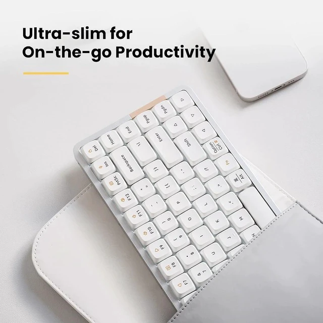 Alt view image 4 of 6 - Flow Low Profile Mechanical Keyboard, 100 Keys Rechargeable Wireless Keyboards with Bluetooth and Wired Connection for Windows, Mac OS/Black Phantom Tactile Switches