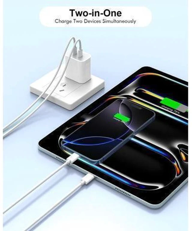Alt view image 3 of 7 - iPhone 16 Charger,USB C Charger Fast Charging,2Pack Dual Type-C Port PD Charging Block iPhone 15 Adapter with 2Pack USBC to USBC Cable,Fast Charging for iPhone 16/16 Pro/15/15 Pro Max,iPad Pro