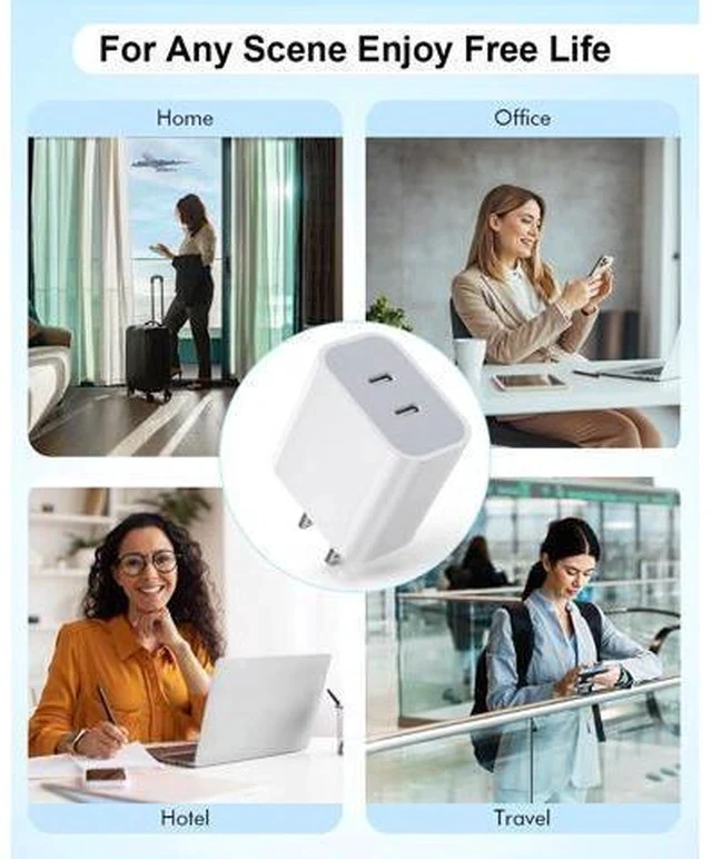 Alt view image 7 of 7 - iPhone 16 Charger,USB C Charger Fast Charging,2Pack Dual Type-C Port PD Charging Block iPhone 15 Adapter with 2Pack USBC to USBC Cable,Fast Charging for iPhone 16/16 Pro/15/15 Pro Max,iPad Pro