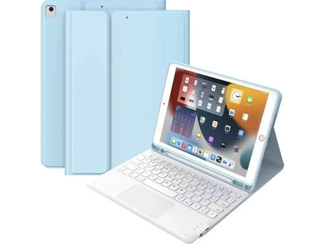 Alt view image 6 of 7 - iPad Keyboard 9th Generation, Keyboard for iPad 8th Generation/7th Gen 10.2 Inch, Smart Trackpad, Detachable Wireless with Pencil Holder, Flip Stand Keyboard Case for iPad 9th/8th/7th Gen 10.2", Blue