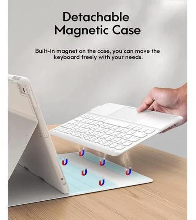 Alt view image 4 of 5 - iPad Keyboard 9th Generation, Keyboard for iPad 8th Generation/7th Gen 10.2 Inch, Smart Trackpad, Detachable Wireless with Pencil Holder, Flip Stand Keyboard Case for iPad 9th/8th/7th Gen 10.2", White