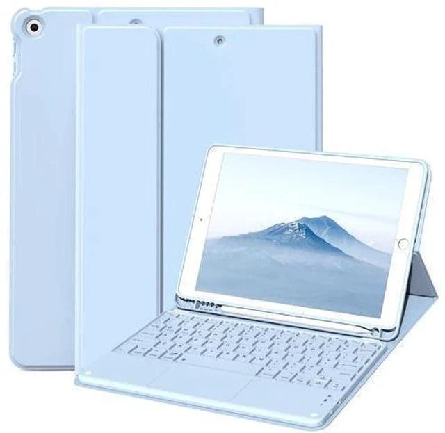 Main image of JKSML 10.2 inch iPad 9th/8th/7th Generation 2021/2020/2019 Case with Touchpad Keyboard and Pencil Holder, Rechargeable Detachable Bluetooth Trackpad Keyboard (Quick Connection), Auto Wake/Sleep, Blue