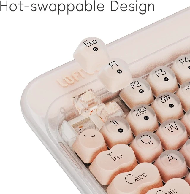 Alt view image 4 of 6 - DOT Foundation Mechanical Keyboard, 75% Rechargeable Hot-swappable Keyboards with 3 Types Connection for Windows, Mac OS/Pink GATERON Baby Racoon Switches
