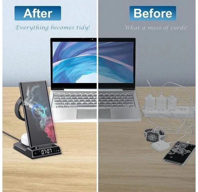 Alt view image 4 of 7 - Wireless Charger for Devices, 4 in 1 Charging Station for Galaxy S24 Ultra/S24/S24+/S23 Ultra/Z Fold5/Z Flip, Galaxy Watch Charger for Galaxy Watch 6/6 Classic/5/5 Pro/4, Galaxy Buds 2