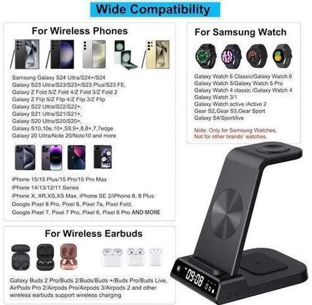 Alt view image 2 of 7 - Wireless Charger for Devices, 4 in 1 Charging Station for Galaxy S24 Ultra/S24/S24+/S23 Ultra/Z Fold5/Z Flip, Galaxy Watch Charger for Galaxy Watch 6/6 Classic/5/5 Pro/4, Galaxy Buds 2