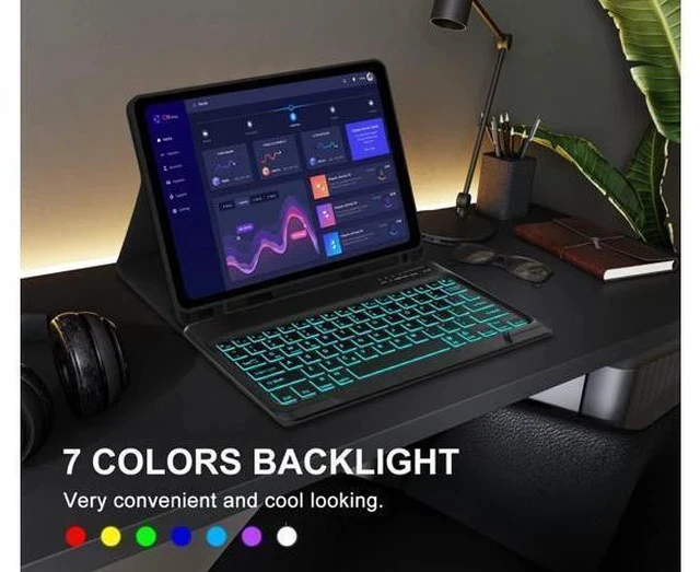 Alt view image 3 of 5 - Keyboard Case for iPad Air 13-inch (M2, 2024) & iPad Pro 12.9 (6th 2022/5th 2021/4th 2020/3rd 2018 Gen), Detachable Bluetooth Keyboard| Smart 7 Color Backlit| Slim Protection Cover with Pencil Holder