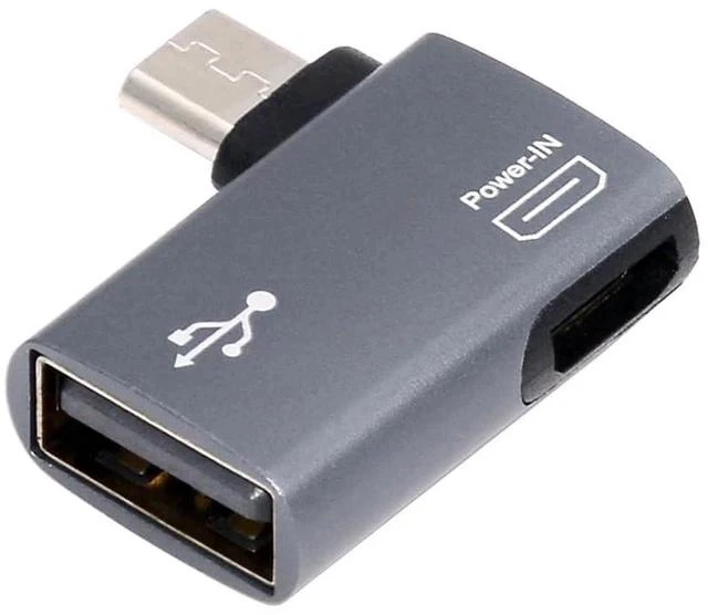 Main image of USB 2.0 to Type-A Female OTG Host Adapter 90 Degree Right Angled with USB Power for Phone Tablet