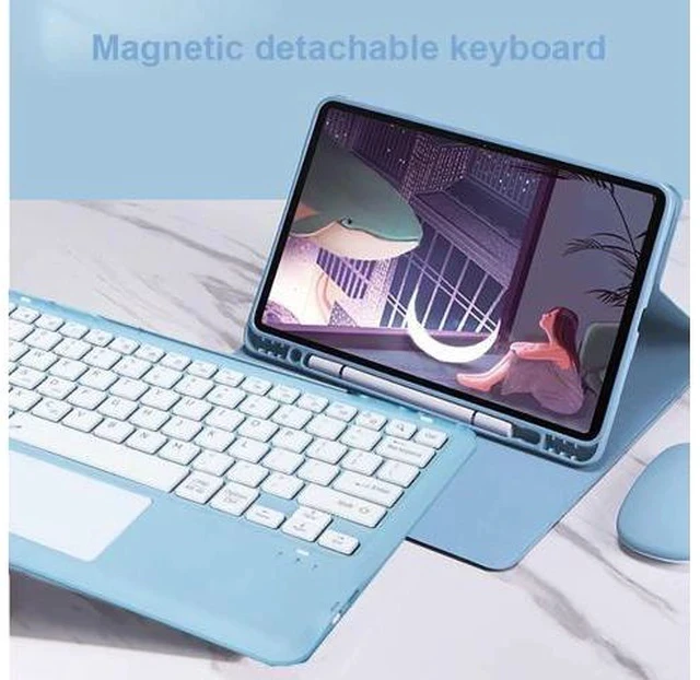Alt view image 4 of 5 - AnMengXinLing Case for iPad Air 13 Inch 2024 with Touchpad Keyboard, Keyboard Case for iPad Pro 12.9 6th/5th/4th Generation with Pencil Holder Trackpad Detachable Keyboard (Sky Blue)