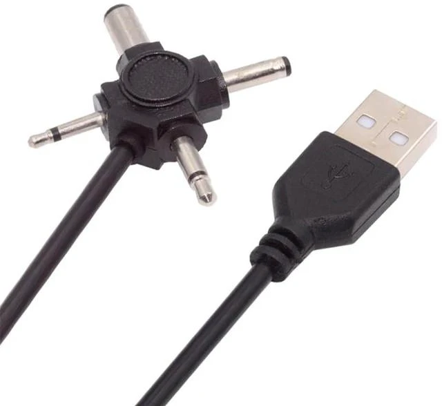 Main image of 2.0 Type-A Male to 4-in-1 DC 5V 5.5x2.1mm 4.0x1.7mm Mono 3.5mm 2.5mm Power Plug Barrel Connector Charge Cable