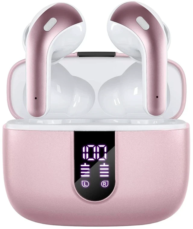 Alt view image 2 of 2 - Bluetooth Headphones True Wireless Earbuds 60H Playback LED Power Display Earphones with Wireless Charging Case IPX5 Waterproof in-Ear Ear buds with Mic for TV Smart Phone Laptop Computer Sports