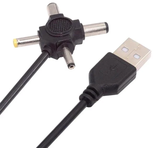 Main image of 2.0 Type-A Male to 4-in-1 DC 5V 5.5x2.5mm 5.5x2.1mm 4.0x1.7mm 3.5x1.3mm Power Plug Barrel Connector Charge Cable