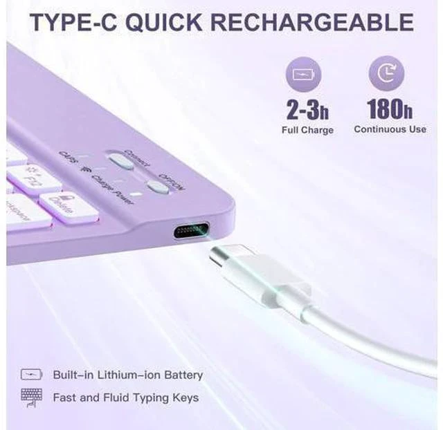 Alt view image 3 of 7 - For iPad Air 11-inch M2/ 10.9 Inch Air 5th 4th Generation Case with Keyboard - Backlit Wireless Detachable, Folio Cover with Pencil Holder for iPad Air 11 2024/ Air 5 2022/ Air 4 (Purple)