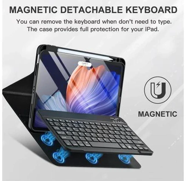 Alt view image 4 of 5 - Harvopu Compatible for iPad Air 11-inch/ 10.9" Air 5th 4th Generation Case with Keyboard - Backlit Detachable, Folio Cover with Pencil Holder for iPad Air 11 Inch M3/M2, Air 5 2022/ Air 4 (Black)