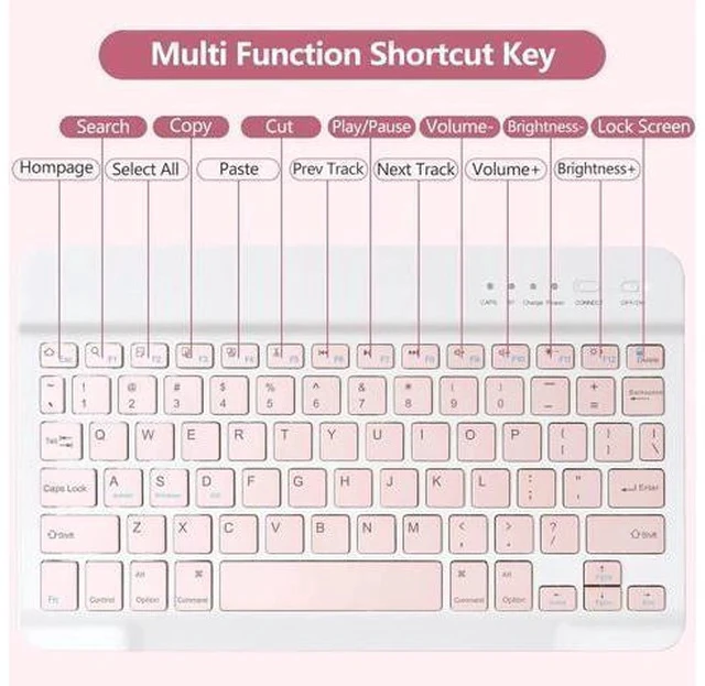 Alt view image 5 of 7 - Keyboard Case for iPad 10.2" 9th 8th 7th Generation, with Detachable Bluetooth and Pencil Holder, 10.2 Inch/iPad Air 10.5"(3rd Gen)/iPad Pro 10.5 in, Auto Sleep/Wake Function (Pink)