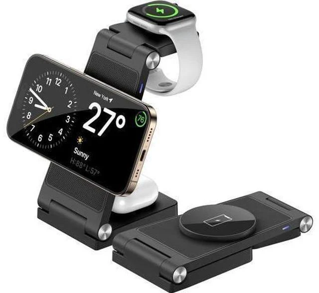 Main image of Magnetic Wireless Charger Stand, 3 in 1 Foldable Wireless Charging Station, Travel Charger for Multiple Devices for iPhone 16 15 14 13 12 Series, Apple Watch Ultra/9/8/7/6/5/4/3/2, AirPods