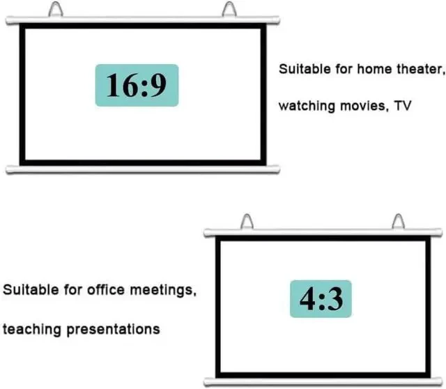Alt view image 5 of 7 - Wall Mounted Projector Screen 50" 60" 72" Projector Screen Manual Pull Down 4K HD Indoor Outdoor Movie Screen for Home Cinema Office Game(16:9,72in)