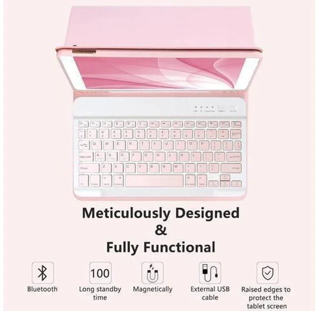 Alt view image 6 of 7 - Keyboard Case for iPad 10.2" 9th 8th 7th Generation, with Detachable Bluetooth and Pencil Holder, 10.2 Inch/iPad Air 10.5"(3rd Gen)/iPad Pro 10.5 in, Auto Sleep/Wake Function (Pink)