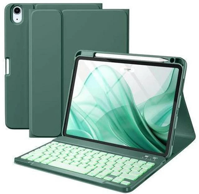 Main image of Harvopu Compatible for iPad Air 11-inch M2/ 10.9 Inch Air 5th 4th Generation Case with Keyboard - Backlit Detachable, Folio Cover with Pencil Holder for iPad Air 11 2024/ Air 5/ Air 4 (Pine Green)