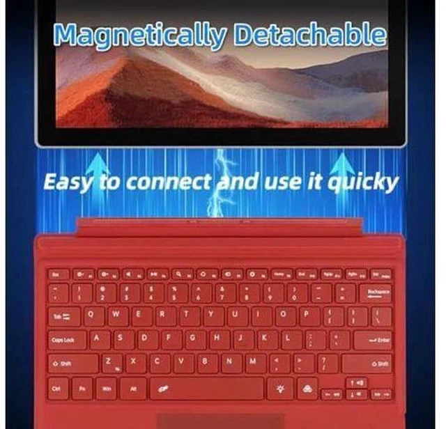 Alt view image 3 of 5 - mobee Type Cover for Microsoft Surface Pro 7+/ Pro 7 / Pro 6 / Pro 5 / Pro 4 / Pro 3,Slim Bluetooch Type Keyboard with Multi-Touch Trackpad Tablet Keyboard (Red with Backlit)