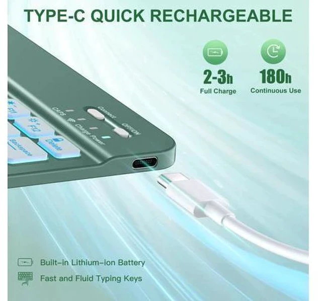Alt view image 3 of 5 - Harvopu Compatible for iPad Air 11-inch M2/ 10.9 Inch Air 5th 4th Generation Case with Keyboard - Backlit Detachable, Folio Cover with Pencil Holder for iPad Air 11 2024/ Air 5/ Air 4 (Pine Green)
