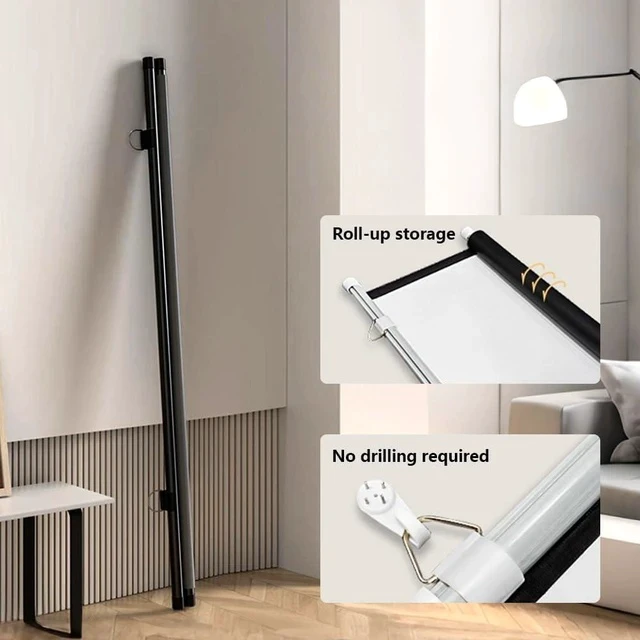Alt view image 4 of 7 - Wall Mounted Projector Screen 50" 60" 72" Projector Screen Manual Pull Down 4K HD Indoor Outdoor Movie Screen for Home Cinema Office Game(16:9,72in)