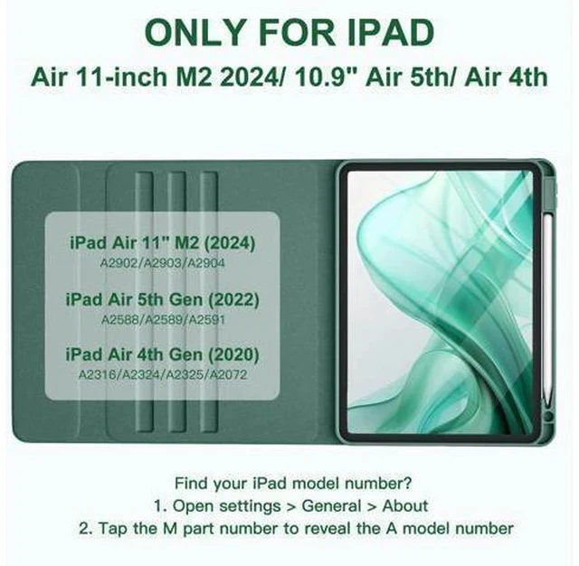Alt view image 2 of 5 - Harvopu Compatible for iPad Air 11-inch M2/ 10.9 Inch Air 5th 4th Generation Case with Keyboard - Backlit Detachable, Folio Cover with Pencil Holder for iPad Air 11 2024/ Air 5/ Air 4 (Pine Green)