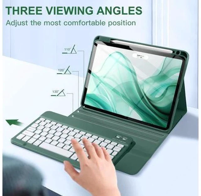 Alt view image 5 of 5 - Harvopu Compatible for iPad Air 11-inch M2/ 10.9 Inch Air 5th 4th Generation Case with Keyboard - Backlit Detachable, Folio Cover with Pencil Holder for iPad Air 11 2024/ Air 5/ Air 4 (Pine Green)