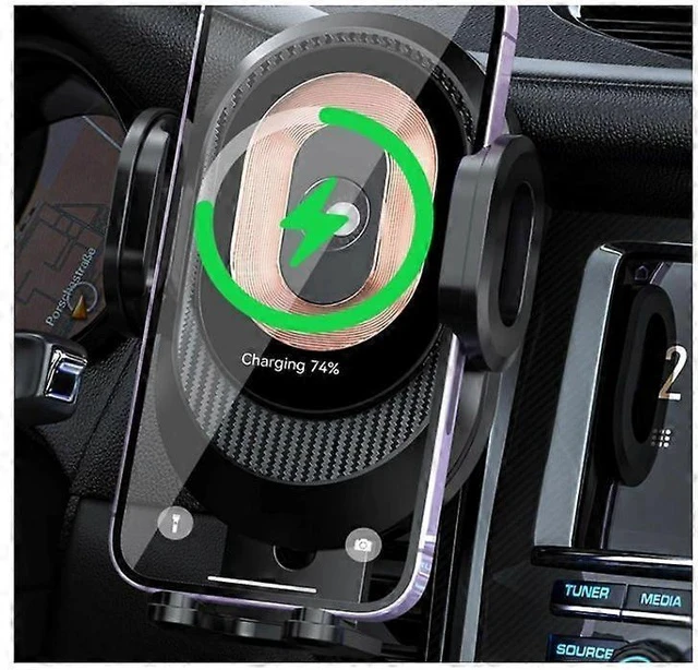 Alt view image 4 of 7 - Ecocleanpath 15W Wireless Car Charger Mount | 360° Auto-Clamping Air Vent Phone Holder, Fast Charging & Adjustable (Black)