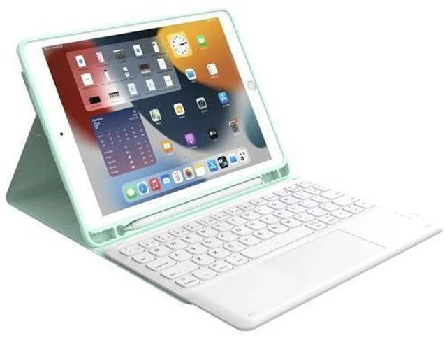Alt view image 3 of 5 - iPad Keyboard 9th Generation, Keyboard for iPad 8th Generation/7th Gen 10.2 Inch, Smart Trackpad, Detachable Wireless with Pencil Holder, Flip Stand Keyboard Case for iPad 9th/8th/7th Gen 10.2", Green