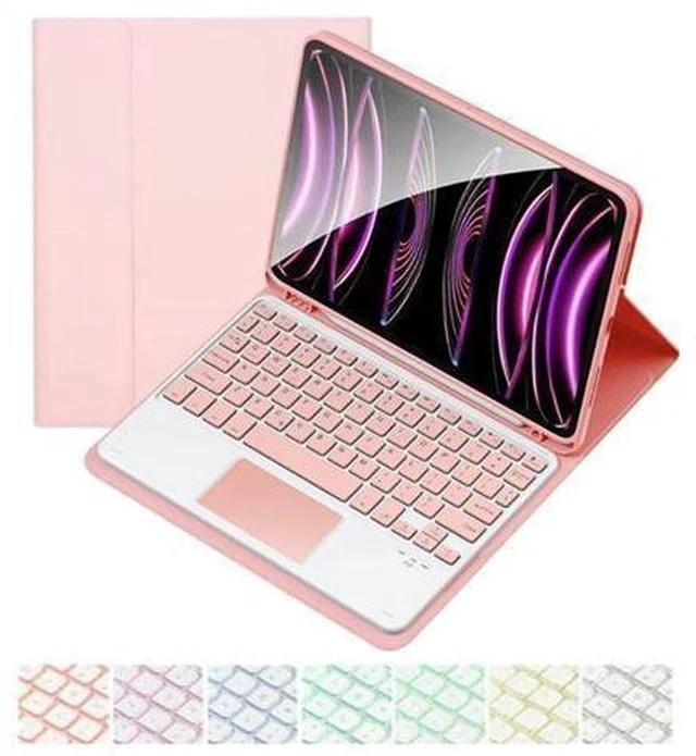 Main image of CHAINORA Touchpad Keyboard Case for iPad 10th Generation (10.9" inch, 2022), 7 Colors Backlit Slim Folio Cover Detachable Bluetooth Keyboard with Pencil Holder(Pink)