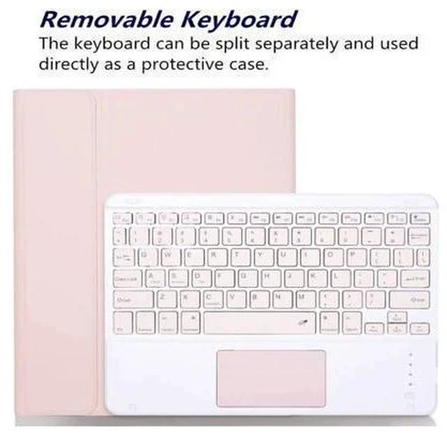 Alt view image 3 of 5 - CHAINORA Touchpad Keyboard Case for iPad 10th Generation (10.9" inch, 2022), 7 Colors Backlit Slim Folio Cover Detachable Bluetooth Keyboard with Pencil Holder(Pink)