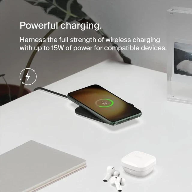 Alt view image 2 of 7 - 15W Wireless Charger Qi-Certified Non-Magnetic Easy Align Fast Wireless Charging Pad Compact Charger for iPhone Galaxy and Other Qi-Enabled Devices