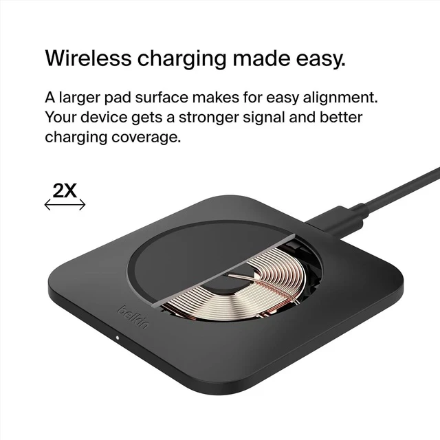 Alt view image 3 of 7 - 15W Wireless Charger Qi-Certified Non-Magnetic Easy Align Fast Wireless Charging Pad Compact Charger for iPhone Galaxy and Other Qi-Enabled Devices