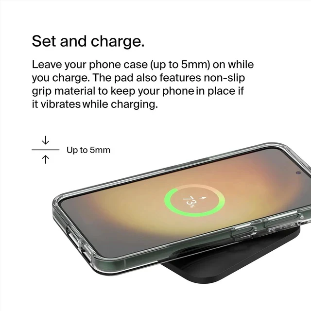 Alt view image 4 of 7 - 15W Wireless Charger Qi-Certified Non-Magnetic Easy Align Fast Wireless Charging Pad Compact Charger for iPhone Galaxy and Other Qi-Enabled Devices