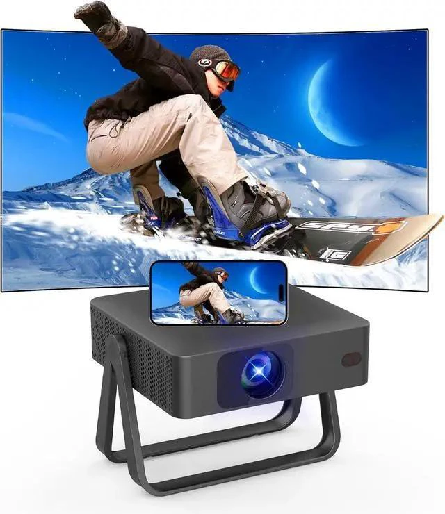 Main image of N5 Lite Mini Projector Native 720P, 360° Rotation, Ultra Thin Portable with Adjustable Stand - 4K Decoding, WiFi & Bluetooth, Smart Mini Projector for Outdoor Movies - 4500 Lumens