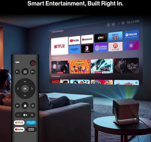 Alt view image 6 of 7 - Cube 600 Netflix Projector, 1080P Portable Projector with Wifi and Bluetooth, True ISO 600 ANSI Lumens, 360° Adjustable Gimbal Stand, Auto Keystone Video Projector, MAX 200''Display
