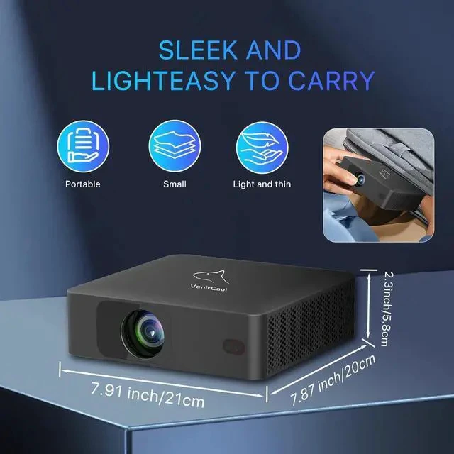 Alt view image 2 of 7 - N5 Lite Mini Projector Native 720P, 360° Rotation, Ultra Thin Portable with Adjustable Stand - 4K Decoding, WiFi & Bluetooth, Smart Mini Projector for Outdoor Movies - 4500 Lumens