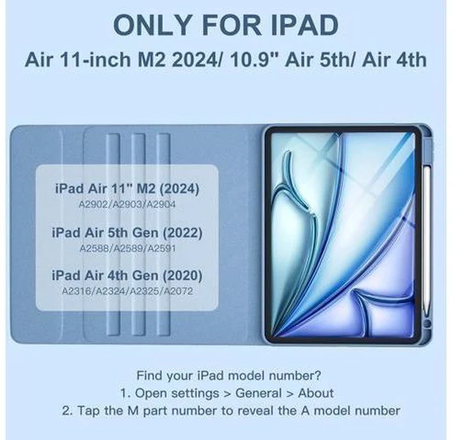 Alt view image 2 of 7 - For iPad Air 11-inch M2/ 10.9 Inch Air 5th 4th Generation Case with Keyboard - Backlit Wireless Detachable, Folio Cover with Pencil Holder for iPad Air 11 2024/ Air 5/ Air 4 (Blue)