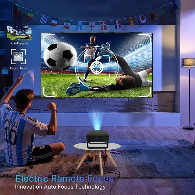 Alt view image 7 of 7 - N5 Lite Mini Projector Native 720P, 360° Rotation, Ultra Thin Portable with Adjustable Stand - 4K Decoding, WiFi & Bluetooth, Smart Mini Projector for Outdoor Movies - 4500 Lumens