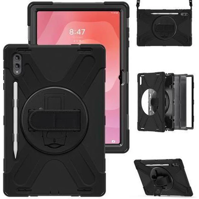 Alt view image 3 of 7 - Shockproof Protective Case for Galaxy Tab S11 Ultra 14.6 inch with Pen Slot,Hand Strap & Kickstand | Shoulder Strap | Black Rugged Cover | Hard Shell Design | Model# S11 Ultra
