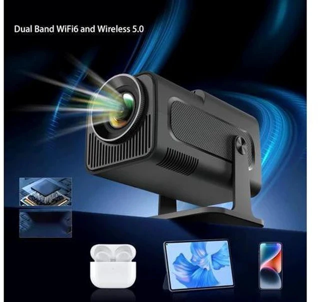 Alt view image 2 of 7 - Mini Projector, 4K 1080P Support Portable Projector with 2.4G 5G Wi Fi BT, 180° Rotatable Outdoor Projector Supported 10000 Lumens, Auto Keystone, for Phone, PC, Laptop (US Plug)