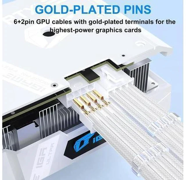 Alt view image 3 of 7 - PSU Cable Extension Kit, Sleeved PC Cables Extensions Mod,24Pin ATX x1 8Pin EPS x1 8 Pin PCI-E x2,Gold-Plated Pins for GPU Power Supply with Pre-Install Cable Combs,4 Kits