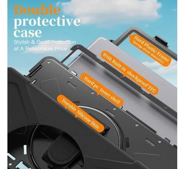 Alt view image 6 of 7 - Shockproof Protective Case for Galaxy Tab S11 Ultra 14.6 inch with Pen Slot,Hand Strap & Kickstand | Shoulder Strap | Black Rugged Cover | Hard Shell Design | Model# S11 Ultra