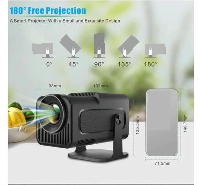 Alt view image 6 of 7 - Mini Projector, 4K 1080P Support Portable Projector with 2.4G 5G Wi Fi BT, 180° Rotatable Outdoor Projector Supported 10000 Lumens, Auto Keystone, for Phone, PC, Laptop (US Plug)